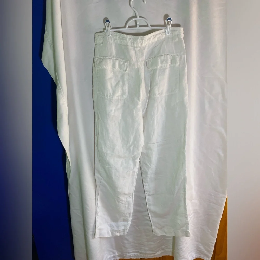 Baird McNutt White Linen Chinos Relaxed Fit, 32x34